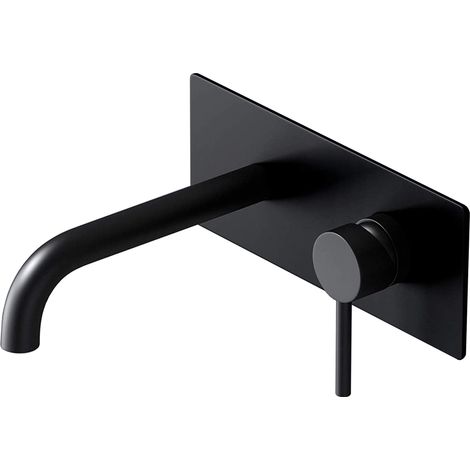 doporro Rubinetto Cascata Parete,Miscelatore da Bagno Lavabo Muro in Ottone Cromato WA112, Nero