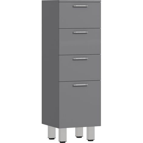 Mueble de baño, 4 cajones, aglomerado, gris, 30x30x93 cm
