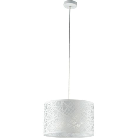 "Sospensione BATIK in acciaio bianco con decori a taglio laser 35 cm." (1/3)