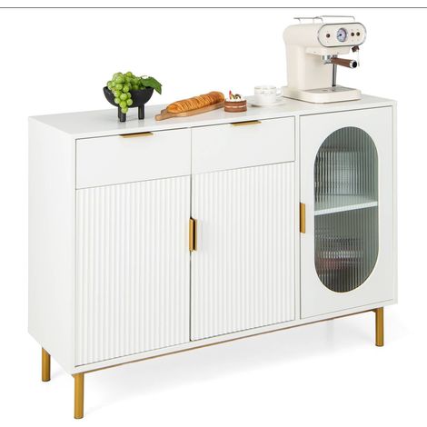 COSTWAY Kitchen Storage Sideboard Dining Buffet Server Cabinet Cupboard With 2 Drawers (1/5)