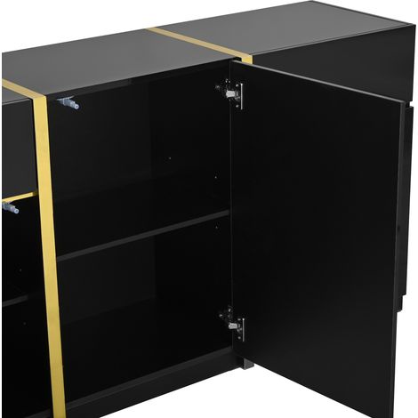 Meuble de luxe, avec une finition en matériau brillant. C’est un meuble moderne, doté de trois portes et deux tiroirs. Il convient parfaitement pour les salons, (1/5)
