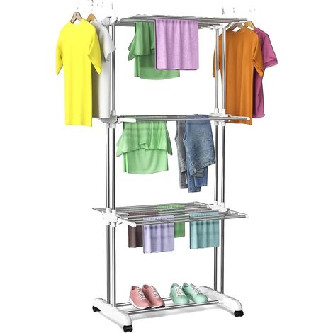 Sèche-linge, design à 4 couches, grande capacité, Blanc (1/2)