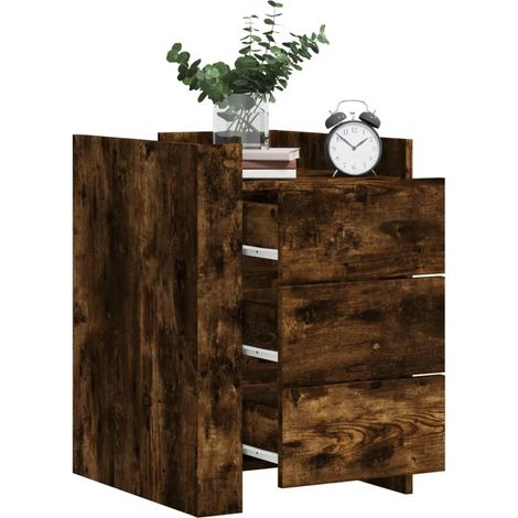 Mesita de noche madera de ingeniería roble ahumado 45x50x65 cm