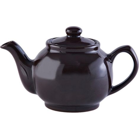 Théière anglaise pour 2 tasses, en faïence, avec vernis brillant, marron rockingham, passe au micro-ondes et au lave-vaisselle, théière vintage (1/4)