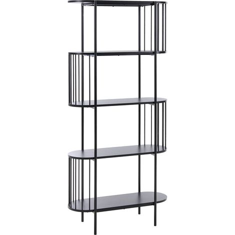 Libreria ovale a 4 ripiani in MDF melaminato 172 x 80 cm nera Oreana