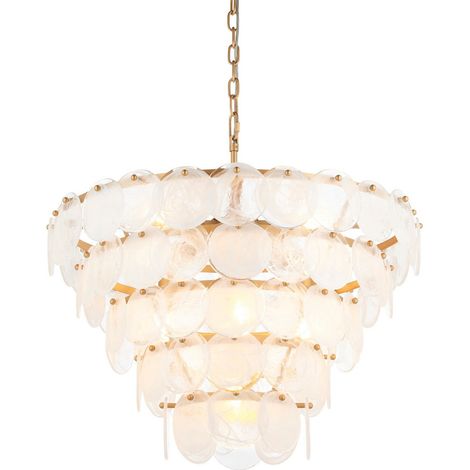 Merano Trapani Plafonnier suspendu peinture or antique, blanc, verre transparent