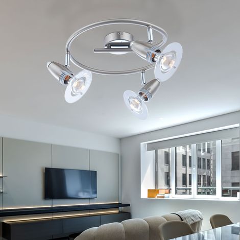 Decken Lampe Metall Chrom Leuchte Nickel Matt Spots Beweglich Schlaf Zimmer Flur (1/3)
