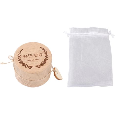 Coffret en bois sculpté élégant et portable pour bagues de fiançailles mariage, petit écrin à bijoux raffiné (1/5)