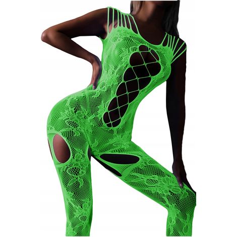 Im Dunkeln leuchtender Netzbody, Unterwäsche für Damen, Jumpsuit