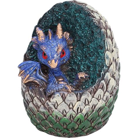 Figurine en résine d'œuf de dragon bleu, adorable décoration animale de jardin pour le salon