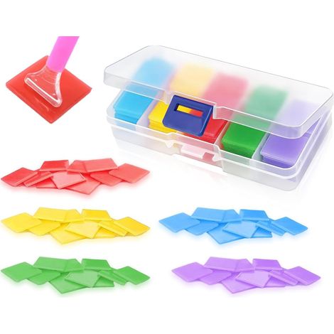 Colle pour peinture diamant, 100 pièces de cire adhésive pour peinture diamant, cire pour peinture diamant 2 x 2 cm avec boîte de rangement. Accessoires pour peinture diamant. (1/5)