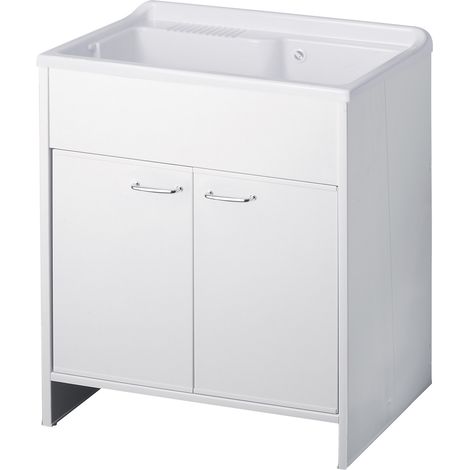 Mobile lavatoio in pvc bianco a 2 ante modello junior l=80cm p=50cm h=85cm  - due ante - escluso di tavoletta CR (1/5)