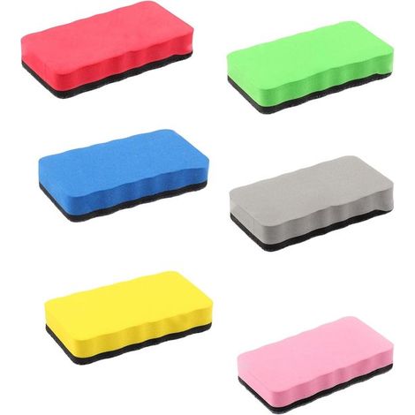Gomma magnetica per lavagna bianca, gomma magnetica a secco con tampone in feltro, bifacciale per lavagne bianche, lavagne in vetro e altre superfici, confezione da 6 (1/5)