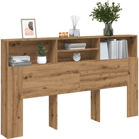 Vidaxl – Tête de lit bibliothèque en bois d'ingénierie – Chêne artisanal – Dimensions 180 x 19 x 103,5 cm – 4 compartiments de rangement