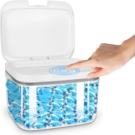 Rangement pour détergent 2,8 l, boîte de rangement pour poudre à laver, avec couvercle hermétique, organisateur pour détergent avec verre doseur (1/5)