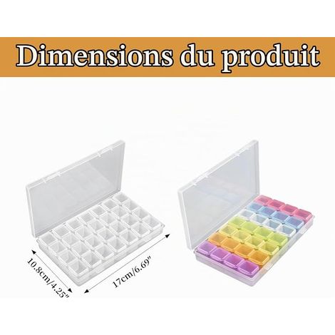 Organisateur Bijoux , Boite Transparente Compartiments, Petite Boite Plastique de Rangement, Boite Rangement Perles et Accessoires Nail Art (1/2)