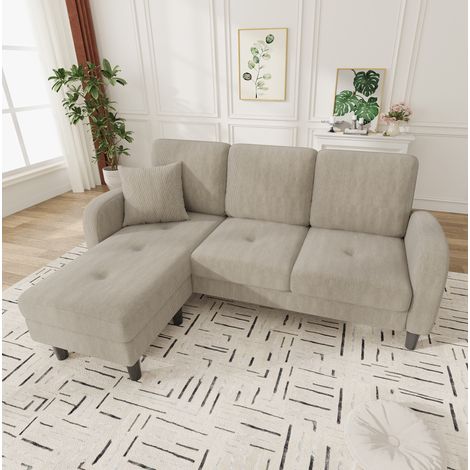 Divano angolare L 166x118x77 cm in corduroy grigio chiaro, modulare, per soggiorni piccoli – MEUBLIV (1/5)
