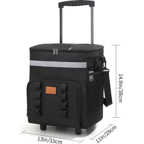 Sac Isotherme à Roulettes 35L - Glacière de Voyage, Grande Capacité, Noir - Pour Picnic, Camping, Voiture (1/3)