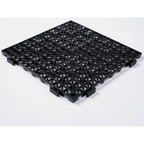 BUNTHAUS Lot de 2 Dalles de Jardin Piscine 30x30x1,5 cm Noir Dalle Clipsable Ajourée Antidérapante en PVC Drainage Rapide Revêtements de Sol Extérieur Intérieur pour Terrasse Cuisine Spa Salle de Bain (1/4)