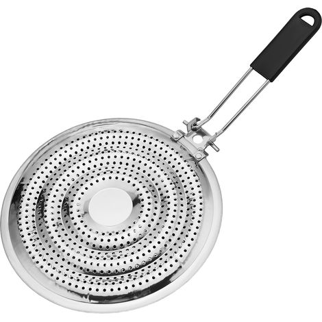 Plaque de diffusion de chaleur - Acier inoxydable 20,3 cm - Compatible feux électriques et gaz - Anti-surchauffe, poignée anti-brûlure - Cuisine-noir (1/5)