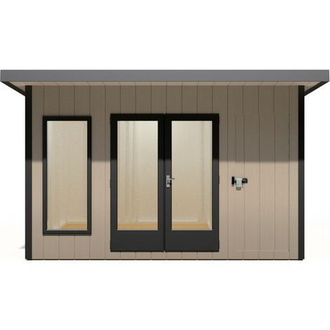 Cali 12 x 8 Feet Pent and Storage Garden Office - OSB/MDF - L334 x W402 x H246.1 cm
