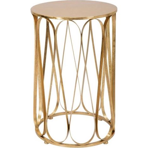 Tavolinetto porta telefono rotondo struttura in ferro color oro per interni -Ø 37 x 58 cm (1/5)