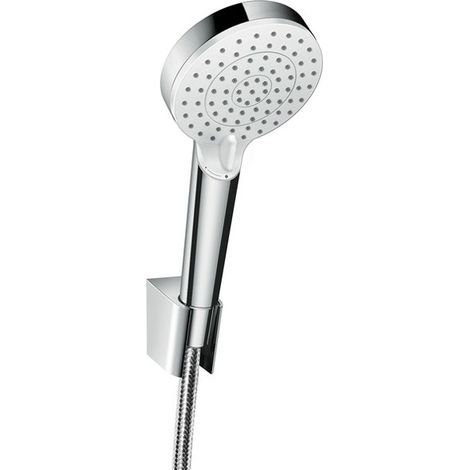 Hansgrohe – Pommeau de douche Crometta Vario EcoSmart 100mm – Jet normal et intense – Débit 9 l/min sous 3 bar – Flexible 1,25m anti-pliure
