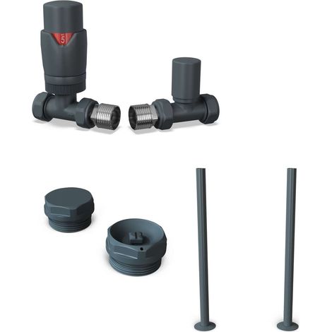 Stirling Bold - Thermostatic Radiator Valve & Installation Kit - Anthracite Straight 15mm