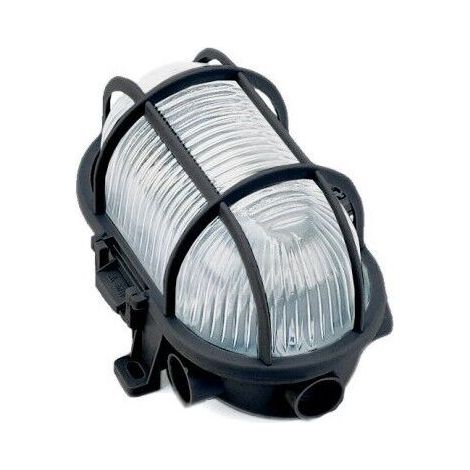 Plafoniera ovale a tartaruga ip44 con gabbia colore nero illuminazione esterna