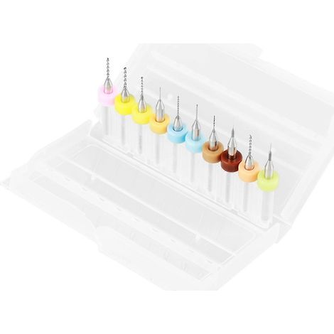 10-teiliges Set aus 0,1–1,0 mm Wolframkarbid-Mikrobohrern für Leiterplatten