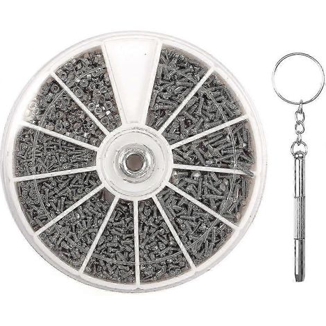 Kit de réparation comprenant 1000 vis et écrous en acier inoxydable M1, M1.2, M1.4 et M1.6, avec mini tournevis porte-clés 3 en 1 pour lunettes, téléphone portable et montre. (1/5)