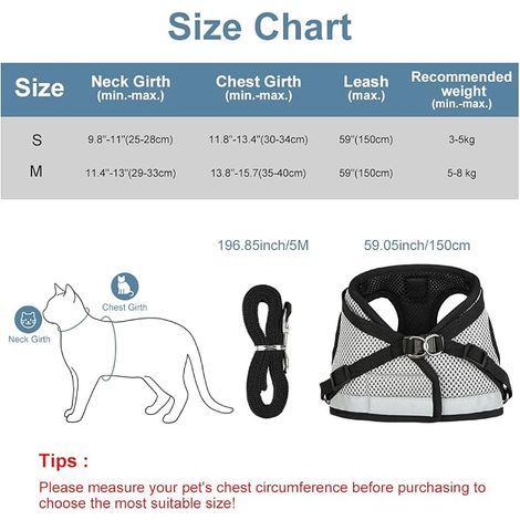 Cat Harness, Adjustable Soft Breathable Harness, Reflective Mesh Vest with Leash (1/4)