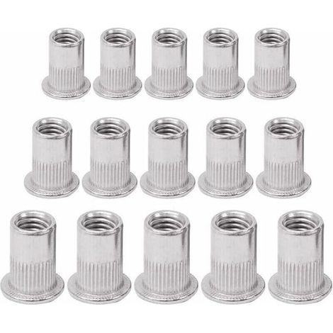 Vente chaude-Rivet Fileté 90 Pièces Rivet Rivet Fileté Rivet Nut Flat Head Threaded Rivet Nuts Écrou de Rivet Insers Fileté Ecrou Tête Ecrou, M5 M6 M8--,de (1/4)