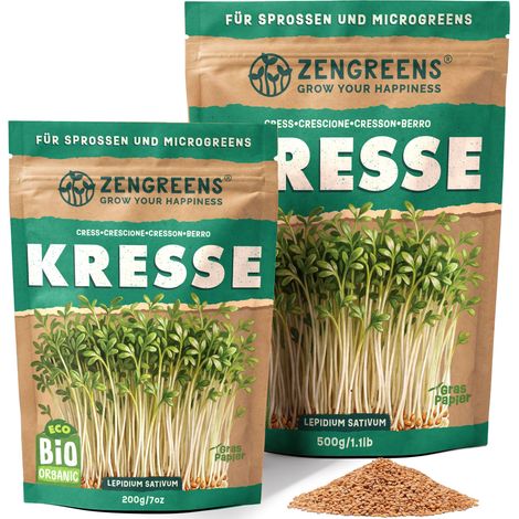 Bio Keimsaat Kresse 500 g Sprossen und Microgreens ZenGreens