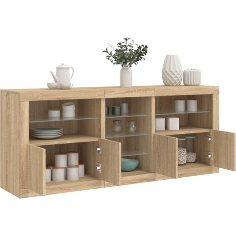 Sideboard mit LED-Leuchten Sonoma-Eiche 181,5x37x67 cm