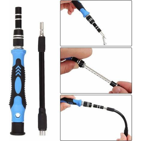 Kit Tournevis de Précision Magnétique 115 en 1, Portable Mini Tournevis Outils de Réparation pour Demontage PC Portable, Smartphone, Montre, Lunettes, Ordinateur (Blue) (1/4)