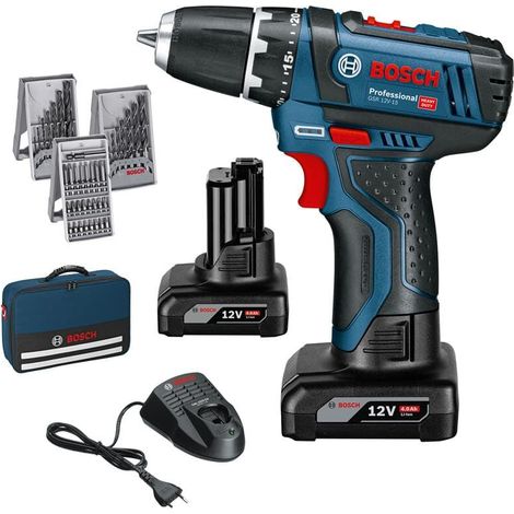 Bosch Akku-Bohrschrauber GSR 12V-15 2x 4,0 Ah Akkus im Set in Handwerkertasche