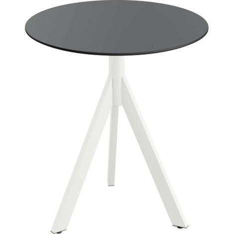 Infinity Tripod table de bistrot avec piètement blanc + plateau HPL noir Ø70 cm - Feros (1/3)