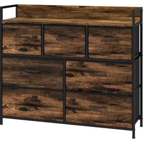 Sideboard mit 7 Stoffschubladen, Kippschutz, braunes MDF MODENUIT (1/5)