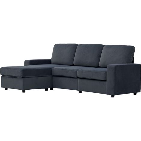 Canapé d'angle multifonctionnel avec 4 compartiments de rangement et ottomane, 245,5 cm (1/5)
