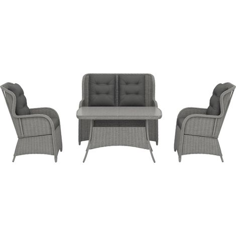 Cet ensemble de canapé de jardin 4 pièces de luxe signé Outsunny offre un espace généreux pour accueillir vos amis et votre famille. Ce mobilier de véranda est composé d'une (1/5)