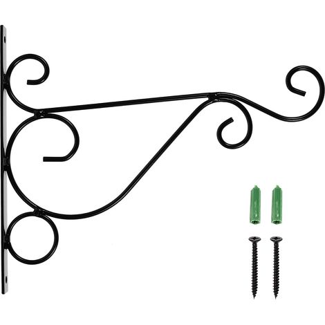 Support Mural Pour Plantes - En Fer Noir - 25.5 x 20.5 x 1.5 cm - Pour Intérieur Et Extérieur - 1 Pièce (1/5)