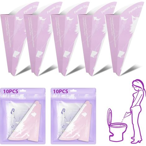 Disposable Female Urinal, Foldable Paper Urinal, Funnel for Standing Pee, Clean and Hygienic Portable Female Urinal for Camping, Pregnancy, Travel, Hiking, Long Journeys (1/5)