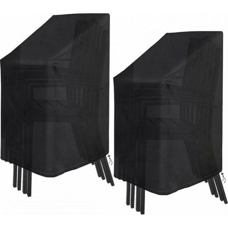 2-Pack Garden Chair Covers, Waterproof Fabric Garden Chair Covers with Drawstring and Buckle, Patio Chair Covers, Outdoor Chair Covers (75 x 75 x 120 cm, 210D) (1/4)