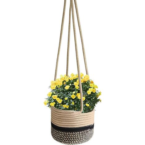 Panier de Jardinière Suspendu, Panier Jardinière Suspendue, Pot de Fleurs à Suspendre en Corde de Jute, Pot de Fleurs Tissé Intérieur Extérieur,pour Plantes et Pots de Fleur, Balcon