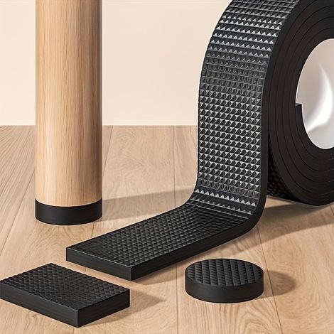 Protège-pieds adhésif pour meubles, largeur 4 cm, épaisseur 6 mm, lot de 4 m composé de 2 bandes de 2 m, idéal pour protéger les pieds de table et de chaise. (1/5)