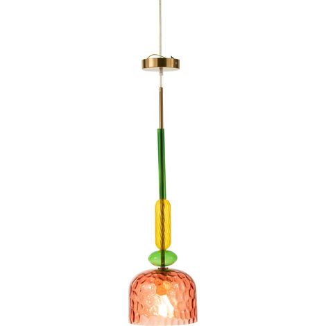 Suspension design verre coloré rouge et jaune ambiance moderne - Rouge martelé verre coloré (1/3)