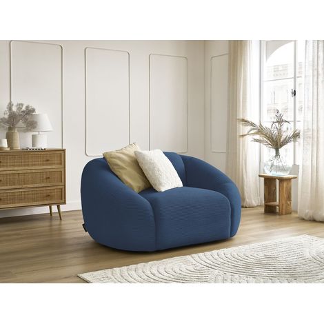 BOBOCHIC - Fauteuil TINA velours côtelé   Bleu foncé (1/5)