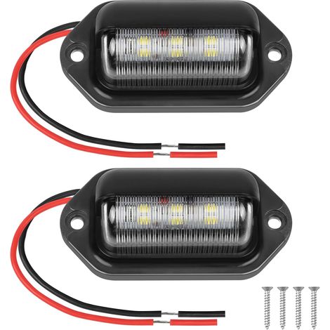 Luci targa a LED per auto, 2 luci posteriori a LED impermeabili da 6 SMD, luci targa per camion, furgoni, motociclette, roulotte e rimorchi a 12V/24V (1/5)