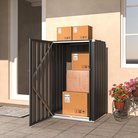 YODOLLA Outdoor Garden Storage Box Small,Outdoor Cupboard & Cabinet for Garden,Metal Garage Storage and Outdoor Storage,76x55x144cm Dark Grey (1/5)